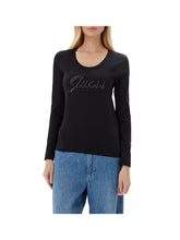 GUESS 1 USCITA Guess Cn Ls Embro Script L Maglia Donna - Nero Nero